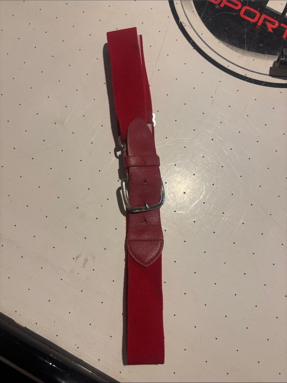 Baseball Pants Red Elastic Stretch Belt with Leather Trim